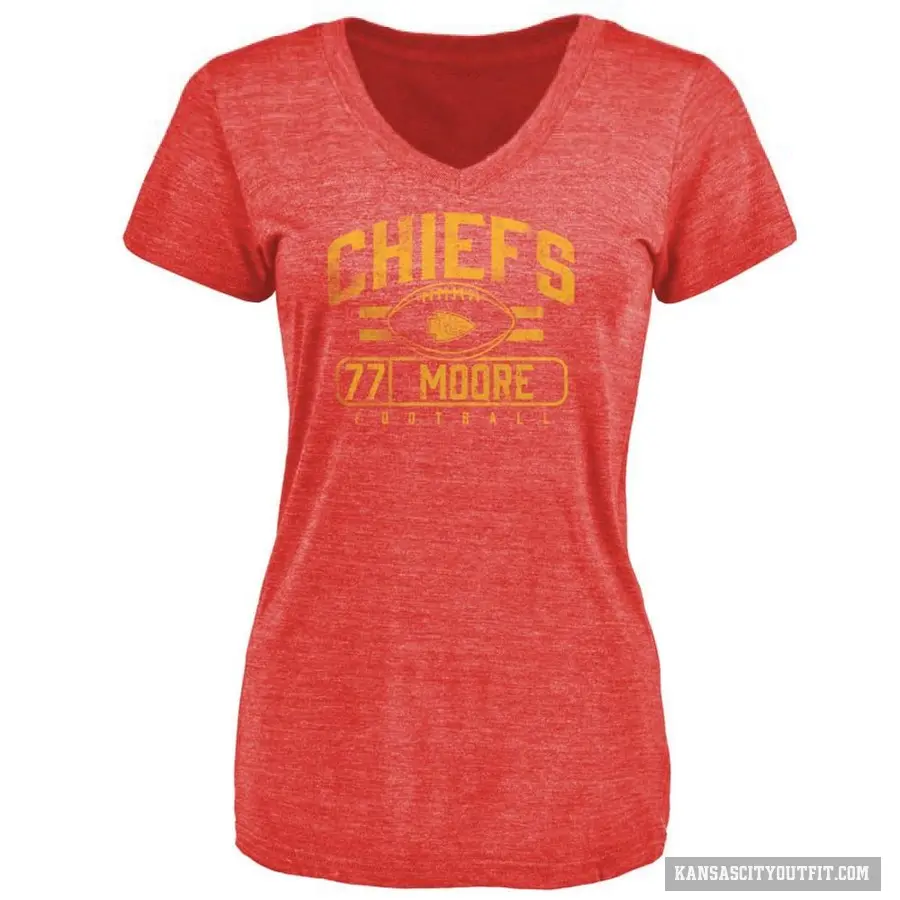 Women's ＃77 Jaylon Moore Kansas City Chiefs Red Flanker T-Shirt