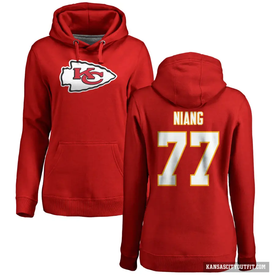 Women's ＃77 Lucas Niang Kansas City Chiefs Red Pro Line Logo Pullover Hoodie