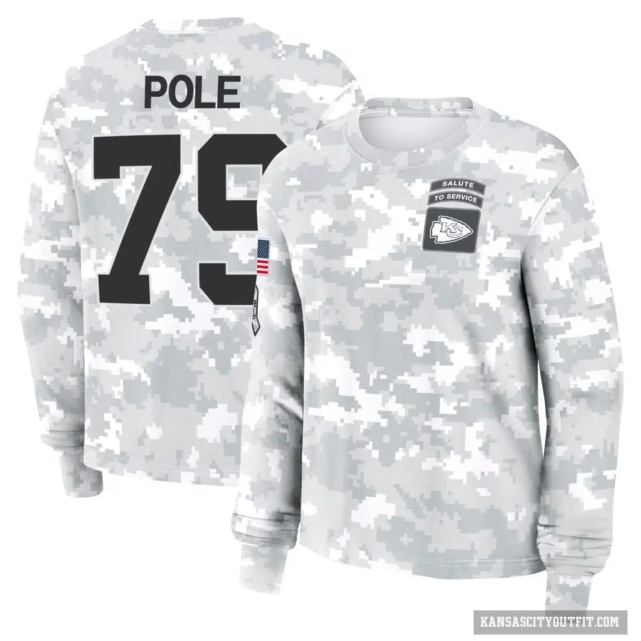 Women's ＃79 Esa Pole Kansas City Chiefs Camo Arctic 2024 Salute to Service Long Sleeve T-Shirt