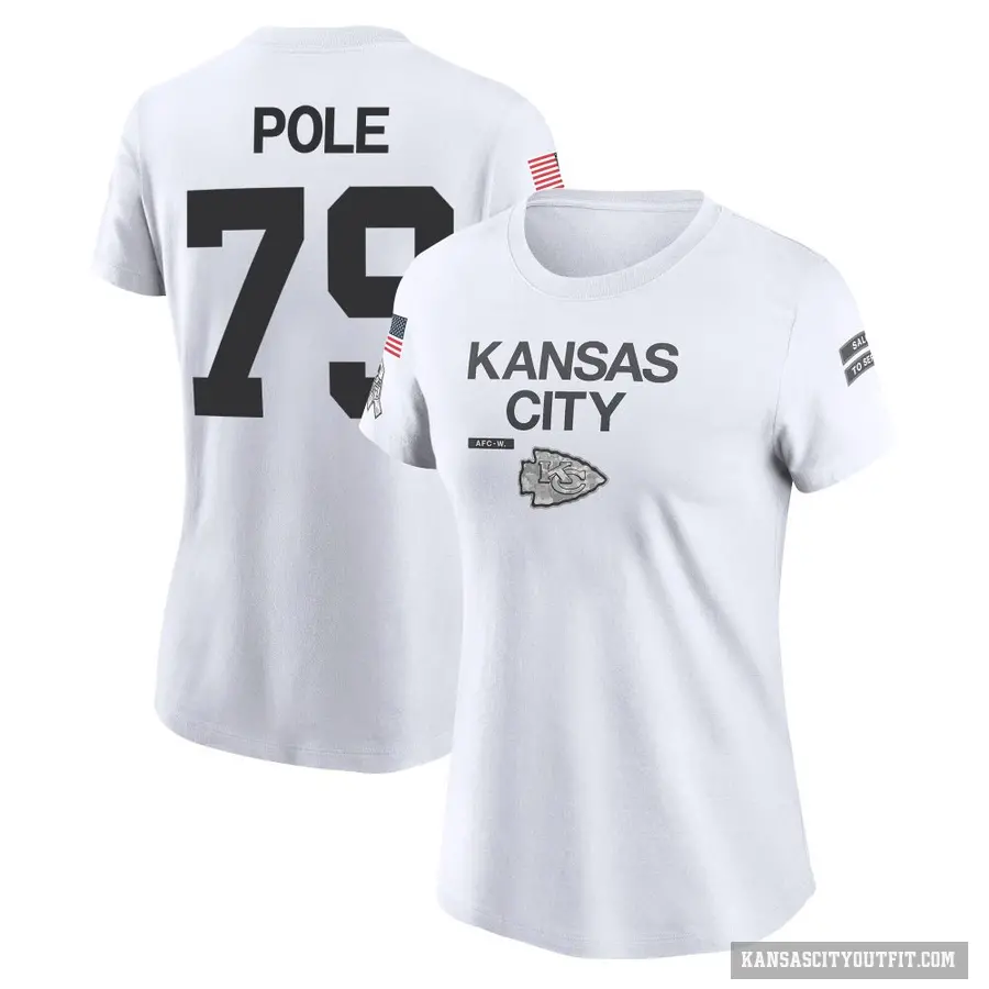 Women's ＃79 Esa Pole Kansas City Chiefs White 2024 Salute to Service Performance T-Shirt
