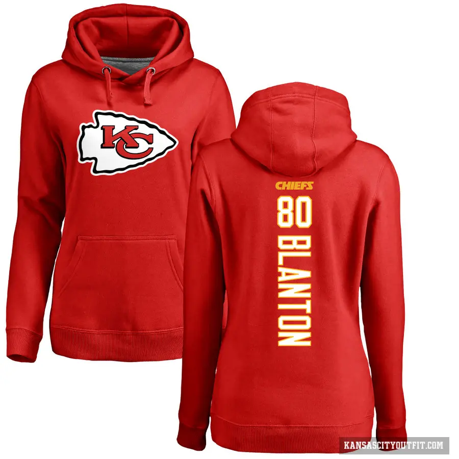 Women's ＃80 Kendall Blanton Kansas City Chiefs Red Pro Line Backer Pullover Hoodie