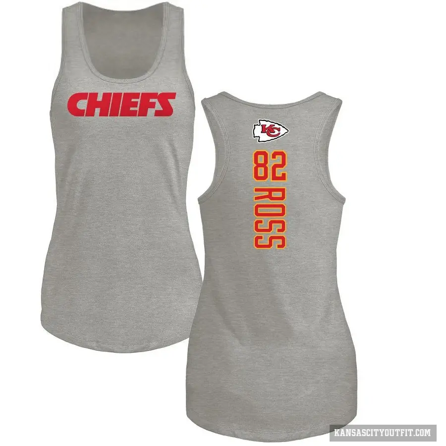 Women's ＃82 Justyn Ross Kansas City Chiefs Ash Backer Tank Top