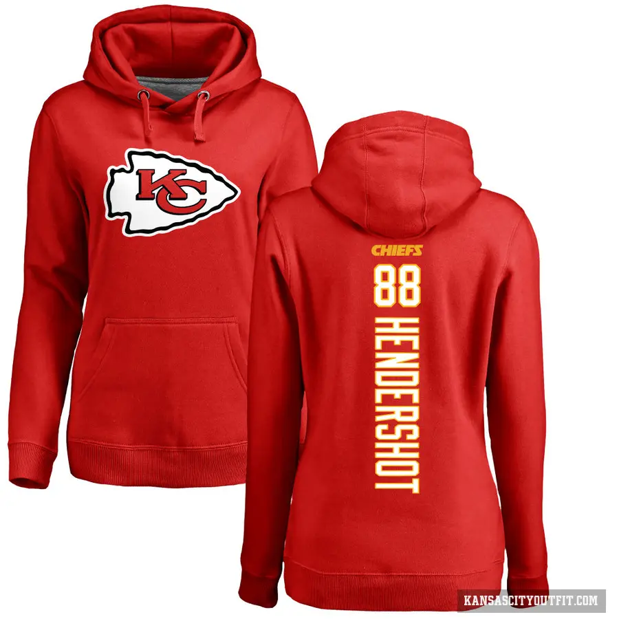 Women's ＃88 Peyton Hendershot Kansas City Chiefs Red Pro Line Backer Pullover Hoodie