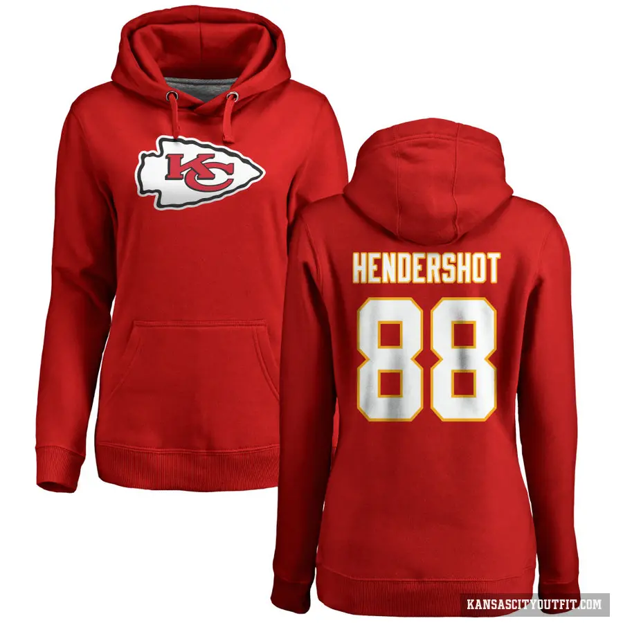 Women's ＃88 Peyton Hendershot Kansas City Chiefs Red Pro Line Logo Pullover Hoodie