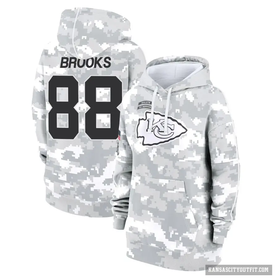 Women's ＃88 Phillip Brooks Kansas City Chiefs Arctic Camo 2024 Salute to Service Club Fleece Pullover Hoodie