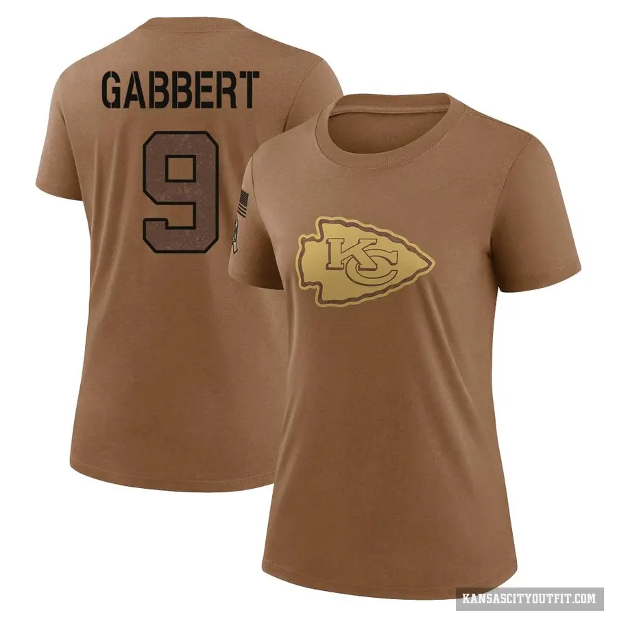 Women's ＃9 Blaine Gabbert Kansas City Chiefs Brown 2023 Salute To Service Performance T-Shirt
