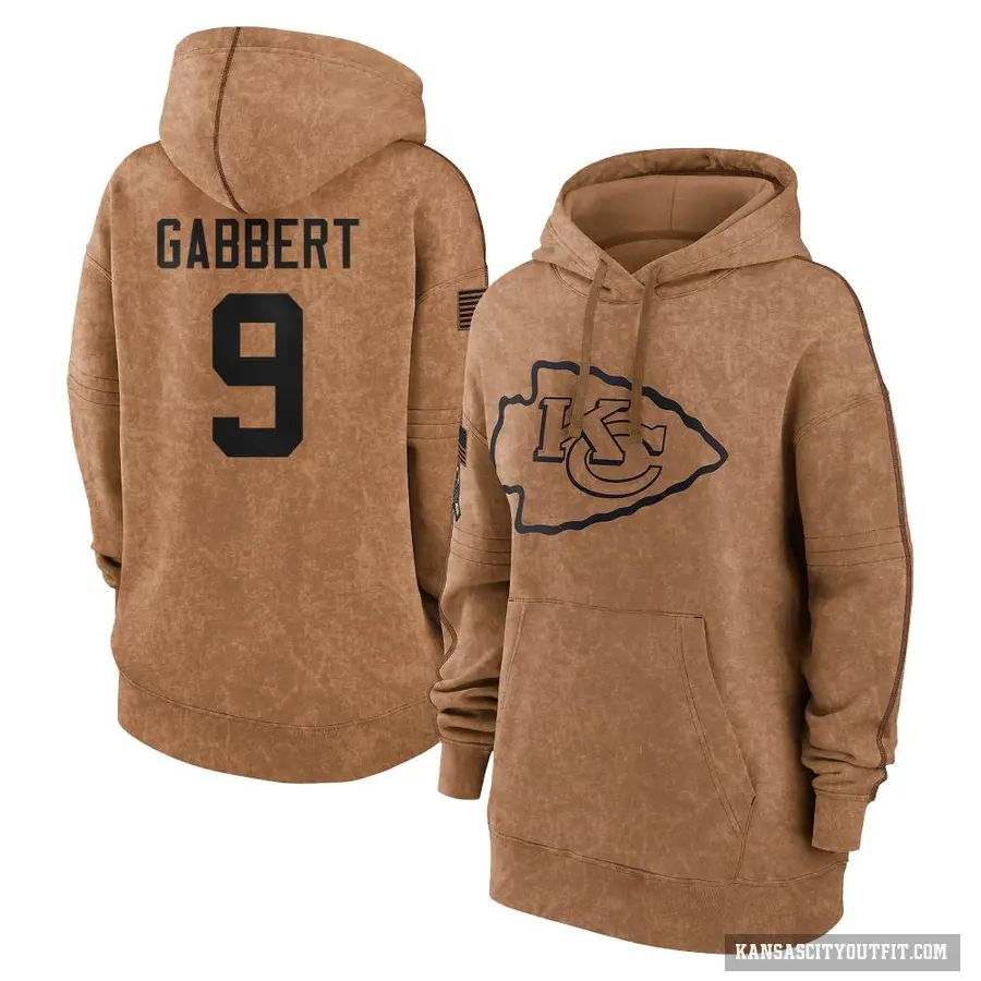 Women's ＃9 Blaine Gabbert Kansas City Chiefs Brown 2023 Salute To Service Pullover Hoodie