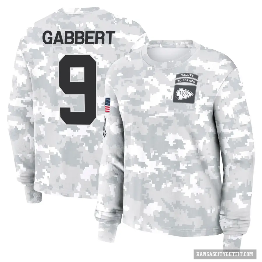 Women's ＃9 Blaine Gabbert Kansas City Chiefs Camo Arctic 2024 Salute to Service Long Sleeve T-Shirt