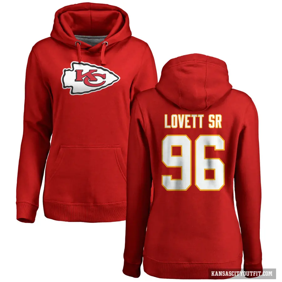 Women's ＃96 Fabien Lovett Sr. Kansas City Chiefs Red Pro Line Logo Pullover Hoodie