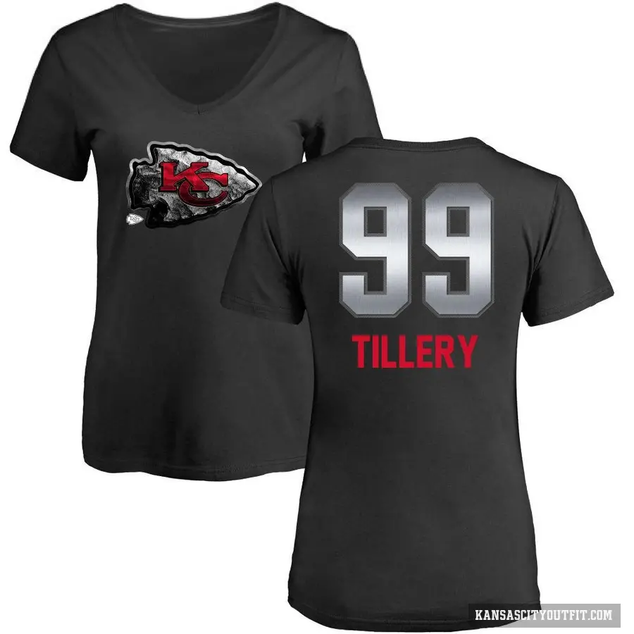 Women's ＃99 Jerry Tillery Kansas City Chiefs Black Midnight Mascot T-Shirt