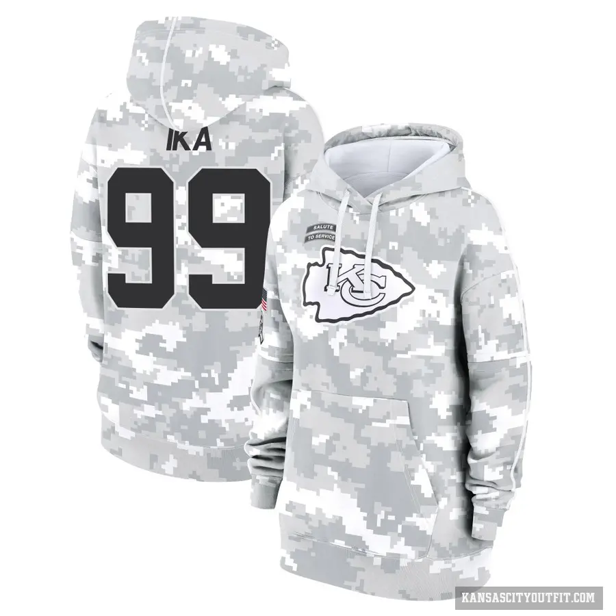 Women's ＃99 Siaki Ika Kansas City Chiefs Arctic Camo 2024 Salute to Service Club Fleece Pullover Hoodie