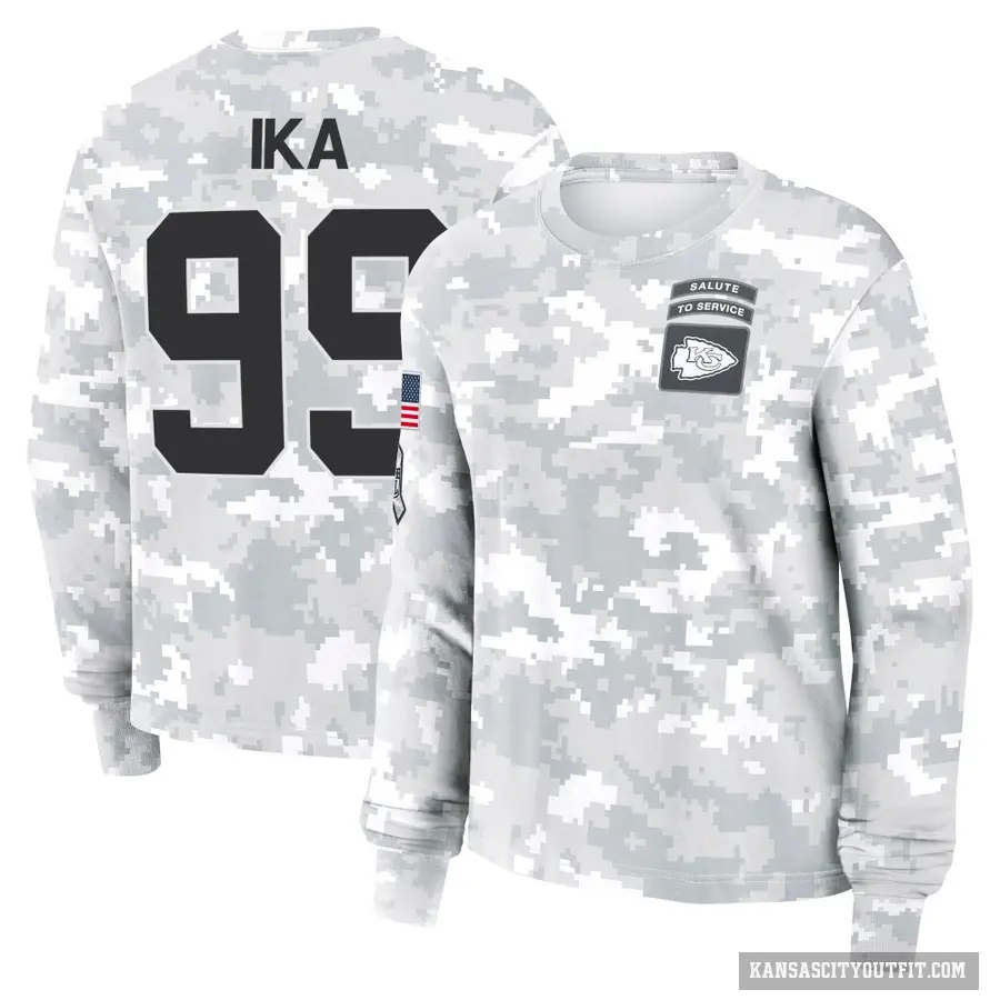 Women's ＃99 Siaki Ika Kansas City Chiefs Camo Arctic 2024 Salute to Service Long Sleeve T-Shirt