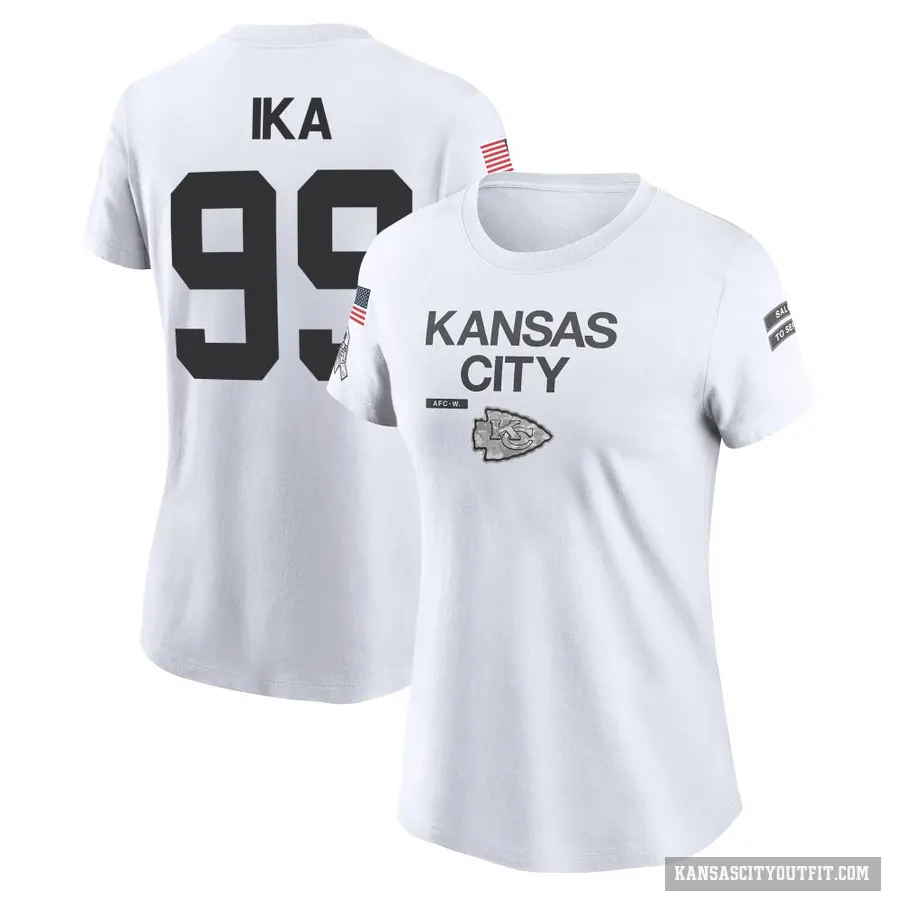 Women's ＃99 Siaki Ika Kansas City Chiefs White 2024 Salute to Service Performance T-Shirt