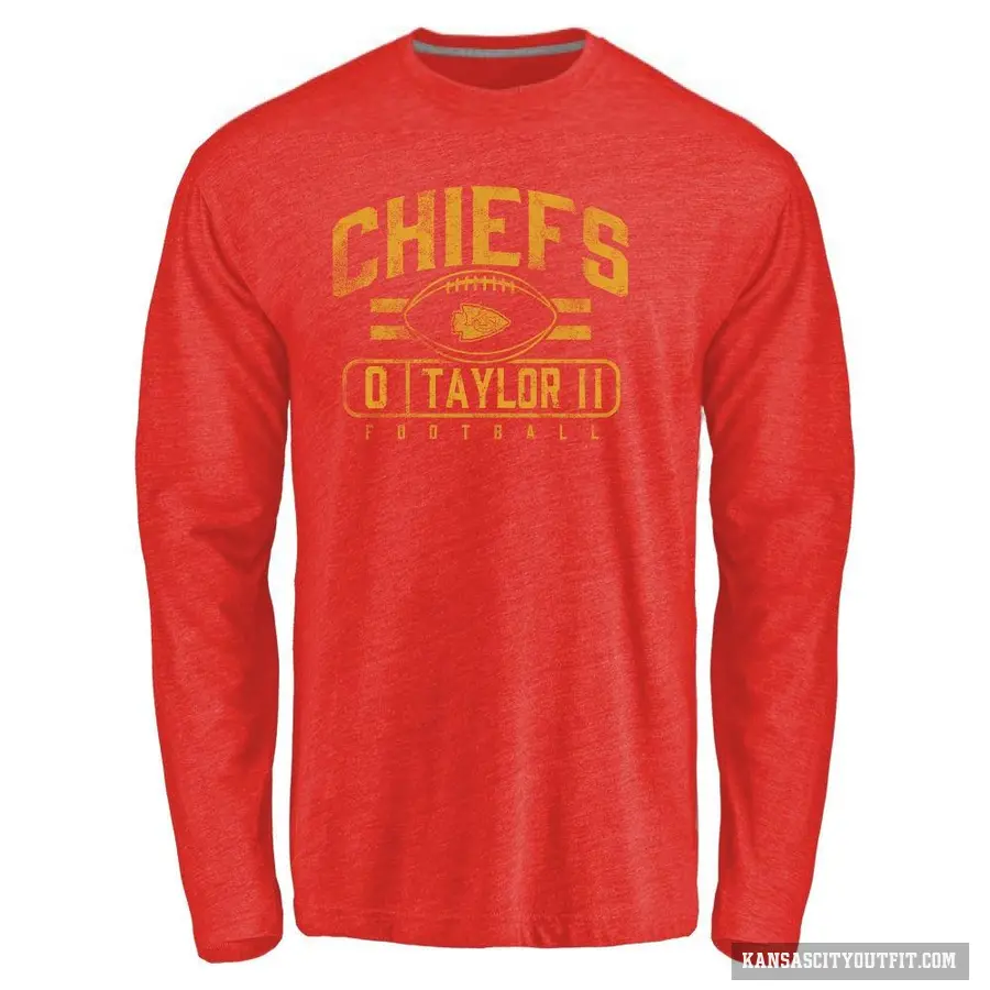 Youth ＃0 Jason Taylor II Kansas City Chiefs Red Flanker Long Sleeve T-Shirt