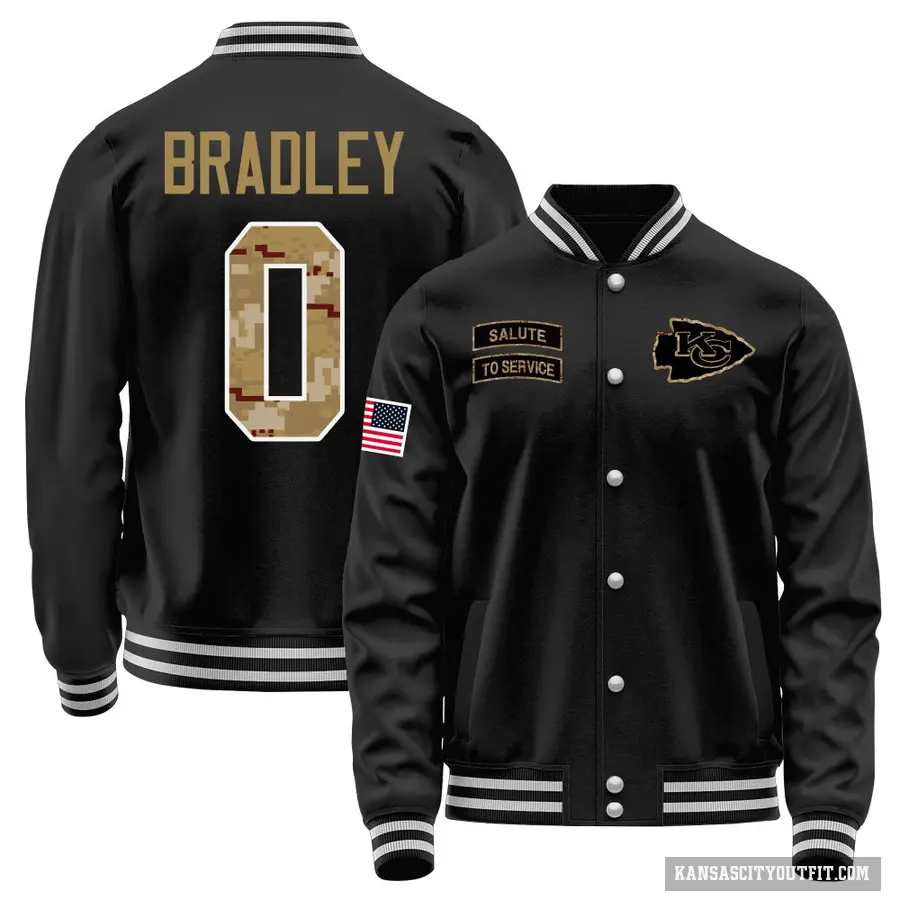 Youth ＃0 Shaun Bradley Kansas City Chiefs Black Salute to Service Sideline Performance Jacket