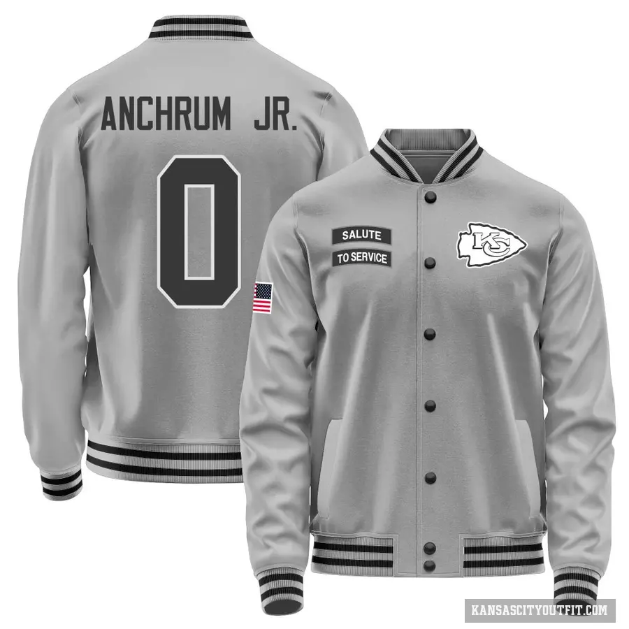 Youth ＃0 Tremayne Anchrum Jr. Kansas City Chiefs Gray Salute to Service Performance Jacket
