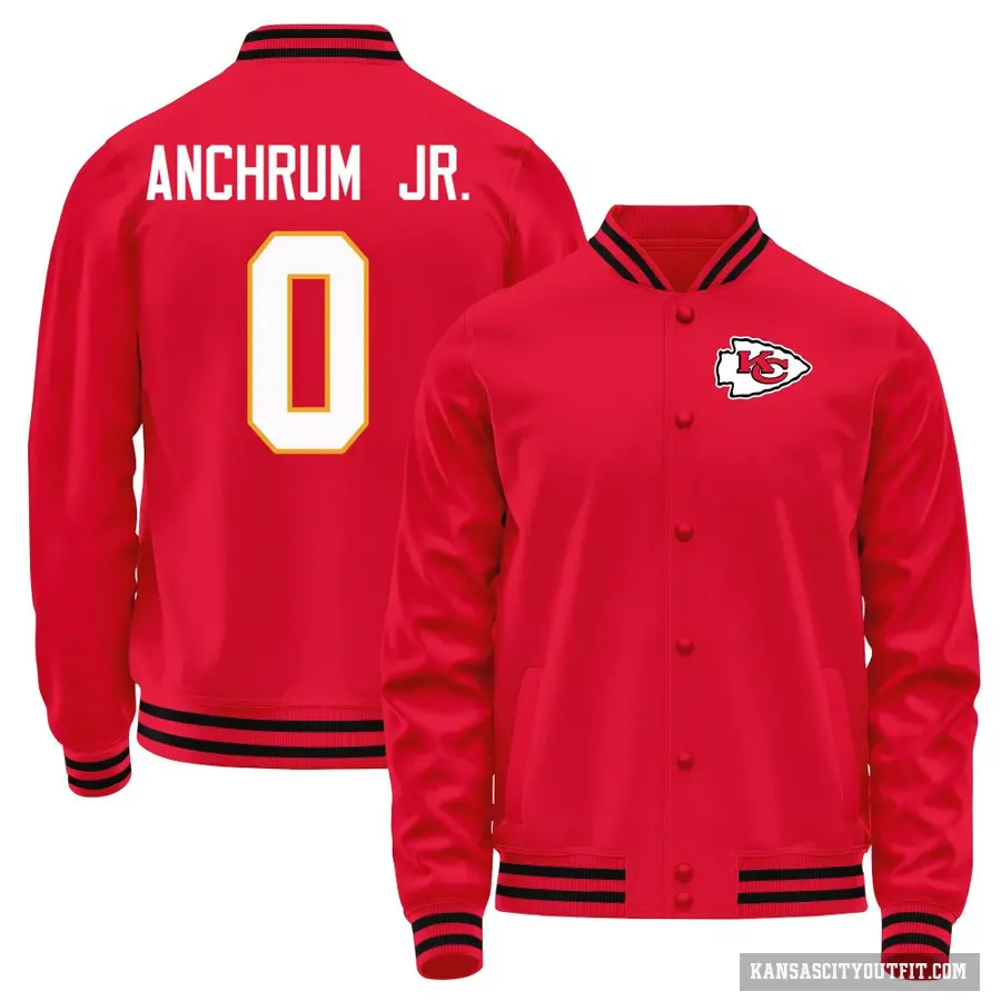 Youth ＃0 Tremayne Anchrum Jr. Kansas City Chiefs Red Full-Snap Name & Number Jacket