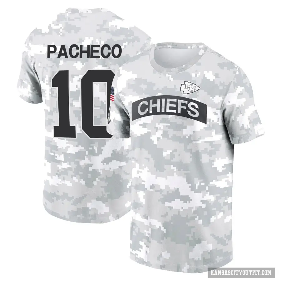Youth ＃10 Isiah Pacheco Kansas City Chiefs Camo Arctic 2024 Salute to Service Performance T-Shirt