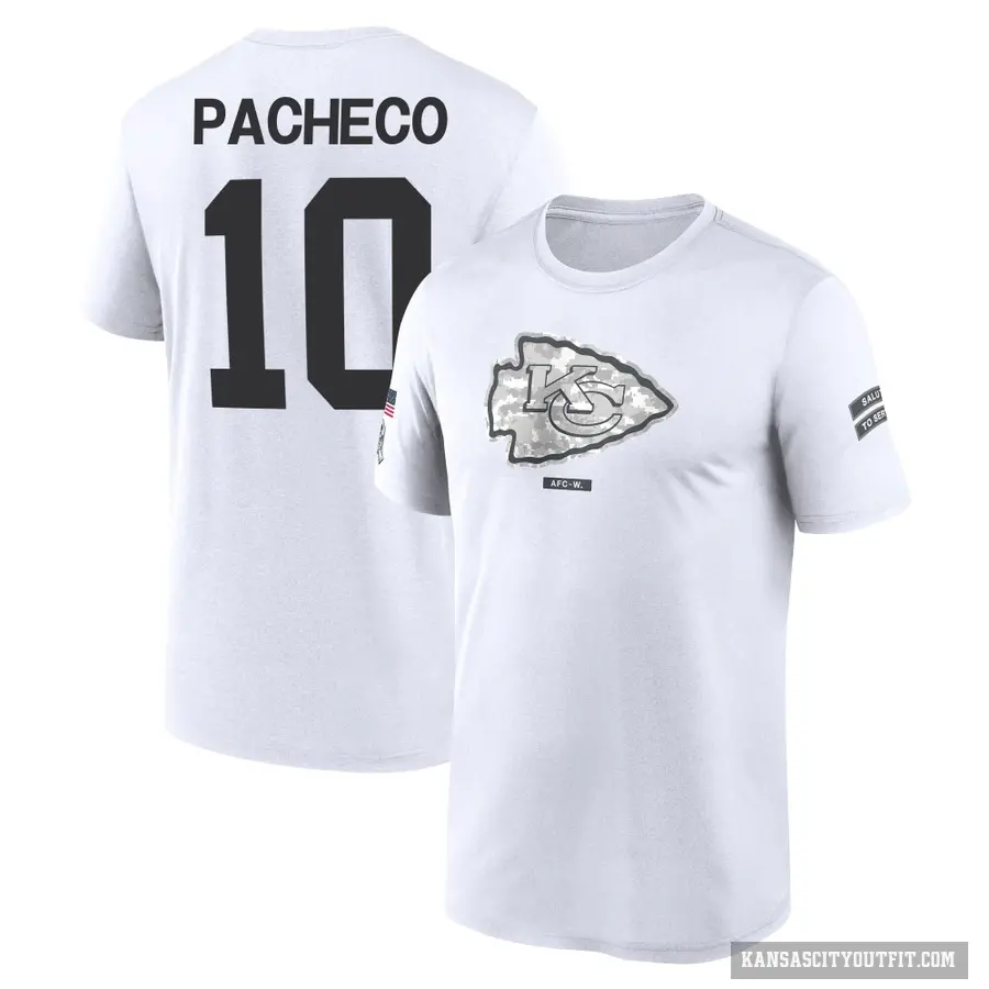 Youth ＃10 Isiah Pacheco Kansas City Chiefs White 2024 Salute to Service Performance T-Shirt
