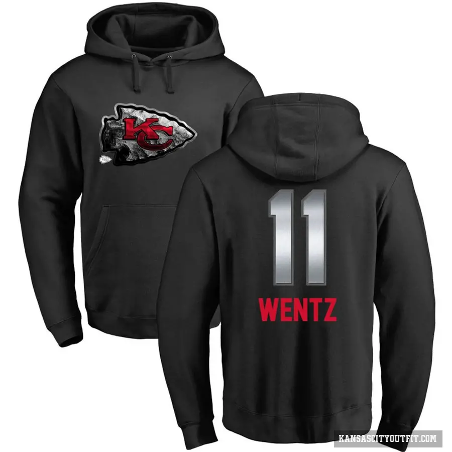 Youth ＃11 Carson Wentz Kansas City Chiefs Black Midnight Mascot Pullover Hoodie