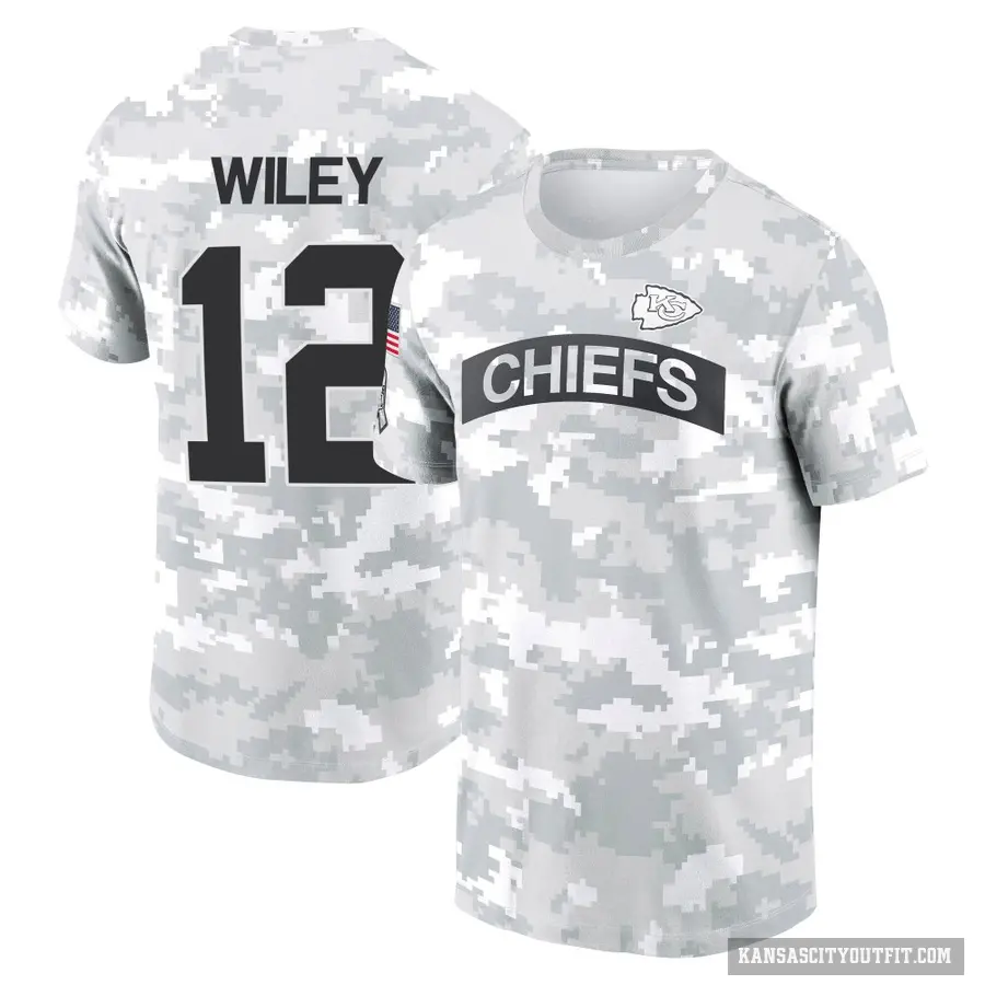 Youth ＃12 Jared Wiley Kansas City Chiefs Camo Arctic 2024 Salute to Service Performance T-Shirt