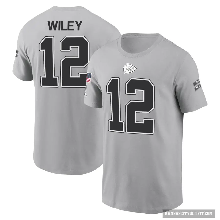 Youth ＃12 Jared Wiley Kansas City Chiefs Gray 2024 Salute to Service T-Shirt