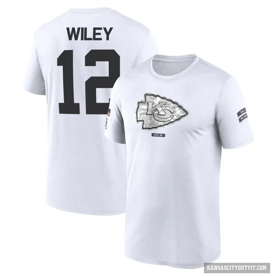 Youth ＃12 Jared Wiley Kansas City Chiefs White 2024 Salute to Service Performance T-Shirt