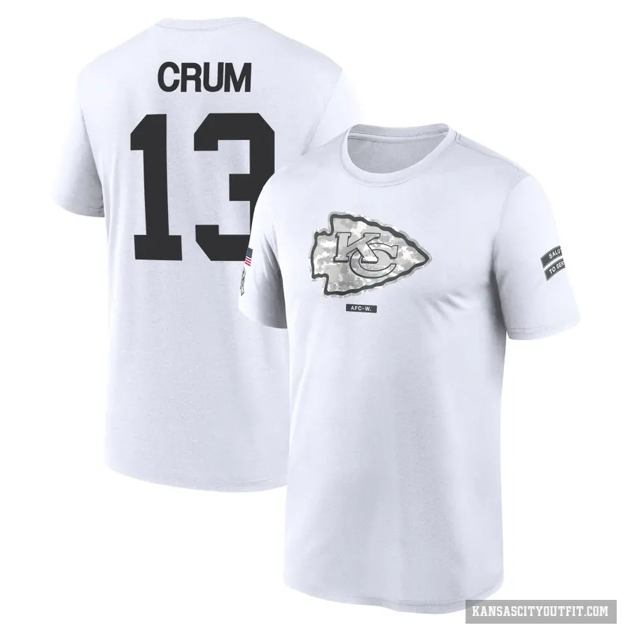 Youth ＃13 Dustin Crum Kansas City Chiefs White 2024 Salute to Service Performance T-Shirt