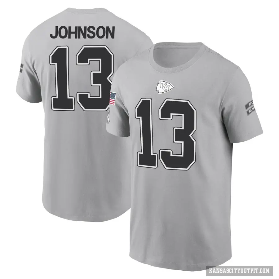 Youth ＃13 Nazeeh Johnson Kansas City Chiefs Gray 2024 Salute to Service T-Shirt