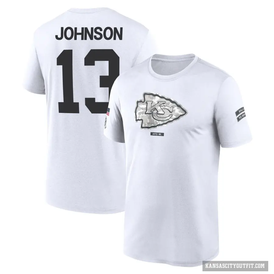 Youth ＃13 Nazeeh Johnson Kansas City Chiefs White 2024 Salute to Service Performance T-Shirt