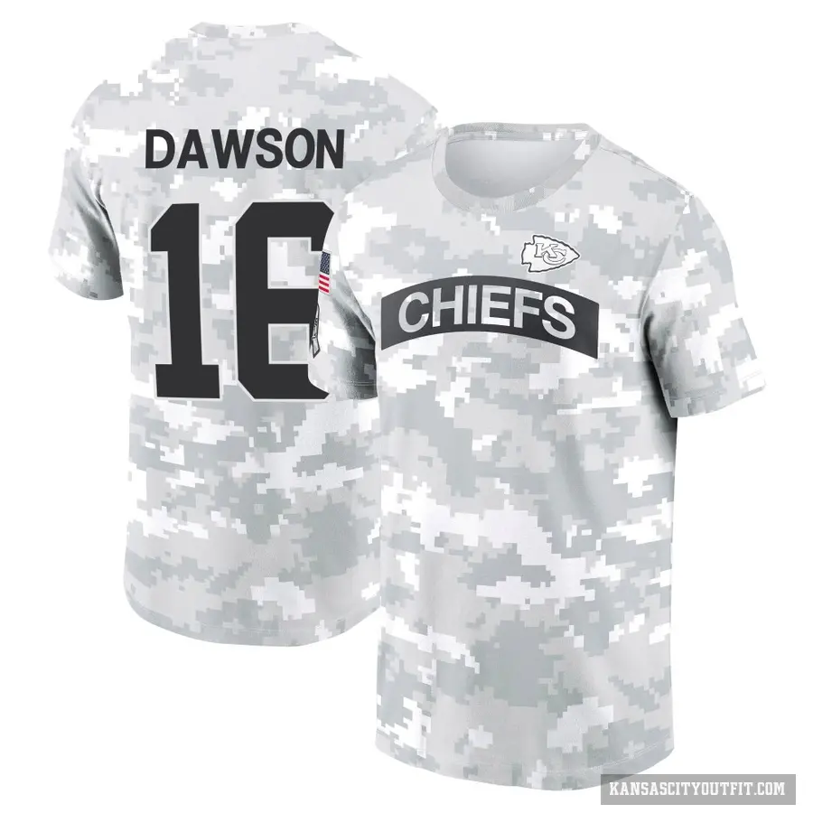 Youth ＃16 Len Dawson Kansas City Chiefs Camo Arctic 2024 Salute to Service Performance T-Shirt