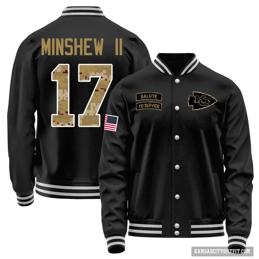 Youth ＃17 Gardner Minshew Kansas City Chiefs Black Salute to Service Sideline Performance Jacket