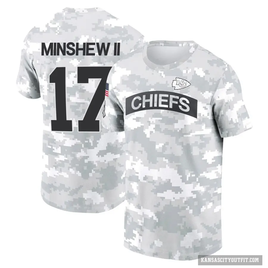 Youth ＃17 Gardner Minshew Kansas City Chiefs Camo Arctic 2024 Salute to Service Performance T-Shirt