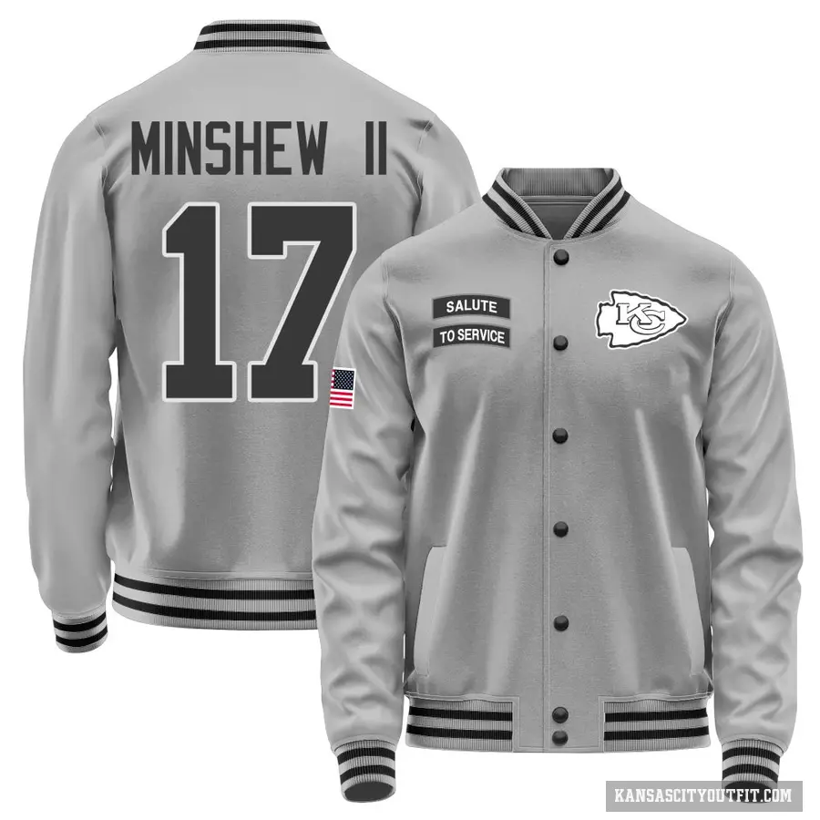 Youth ＃17 Gardner Minshew Kansas City Chiefs Gray Salute to Service Performance Jacket