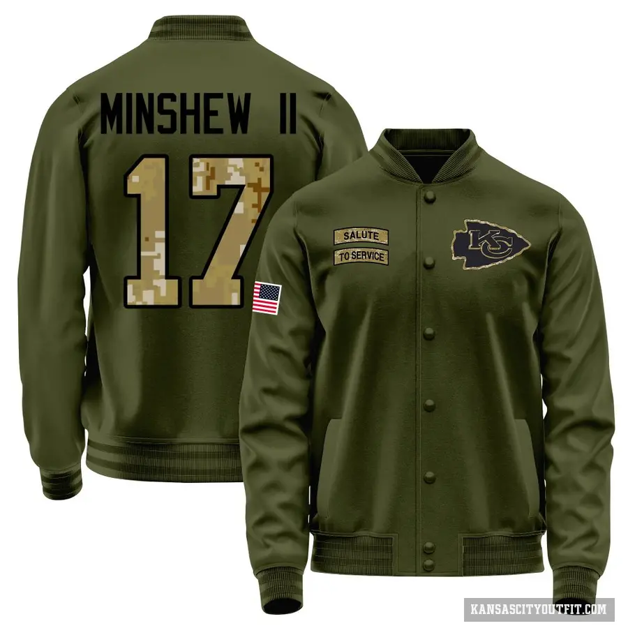 Youth ＃17 Gardner Minshew Kansas City Chiefs Olive Salute to Service Sideline Performance Jacket