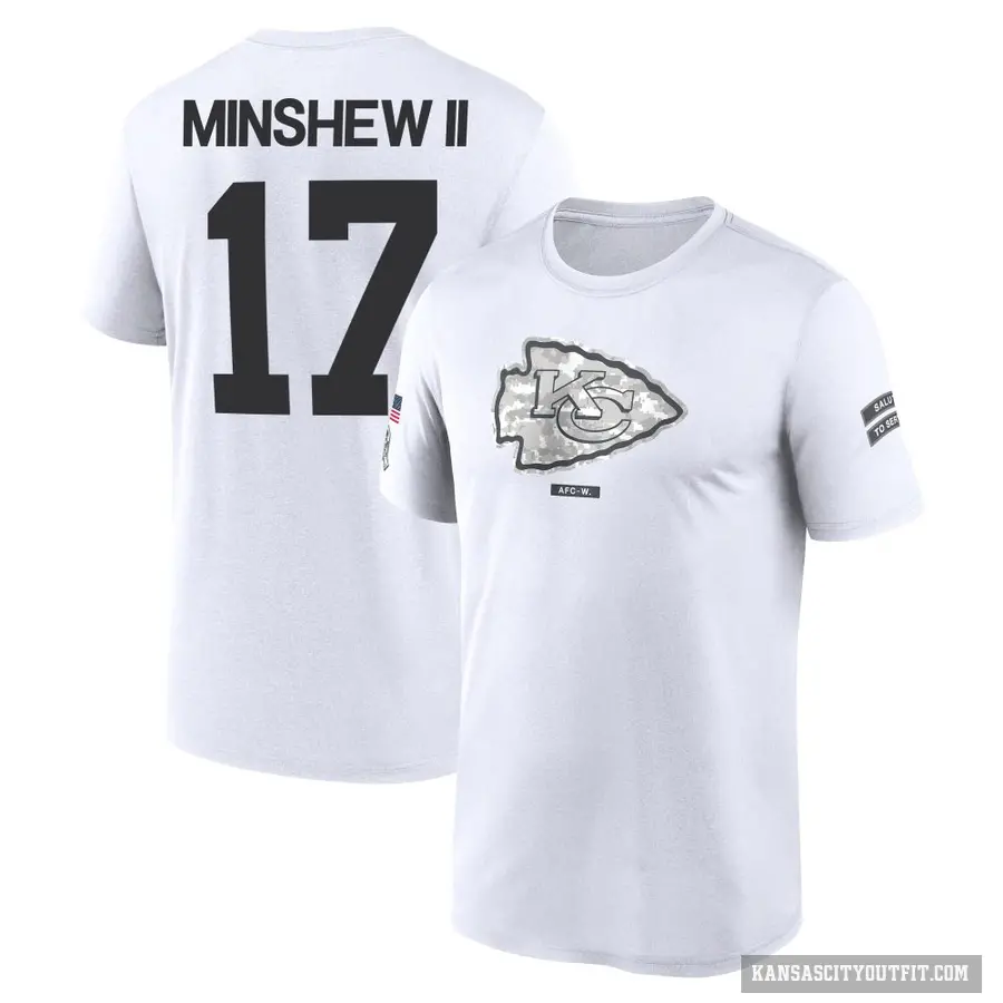Youth ＃17 Gardner Minshew Kansas City Chiefs White 2024 Salute to Service Performance T-Shirt