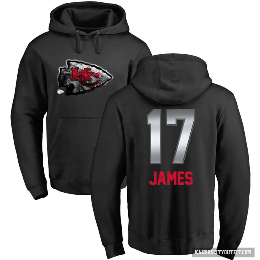 Youth ＃17 Richie James Kansas City Chiefs Black Midnight Mascot Pullover Hoodie
