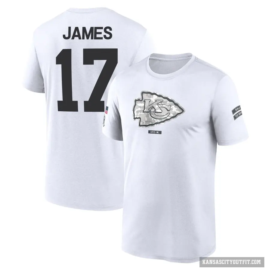 Youth ＃17 Richie James Kansas City Chiefs White 2024 Salute to Service Performance T-Shirt