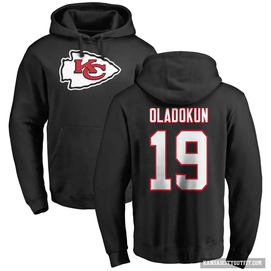 Youth ＃19 Chris Oladokun Kansas City Chiefs Black Pro Line Name & Number Logo Pullover Hoodie