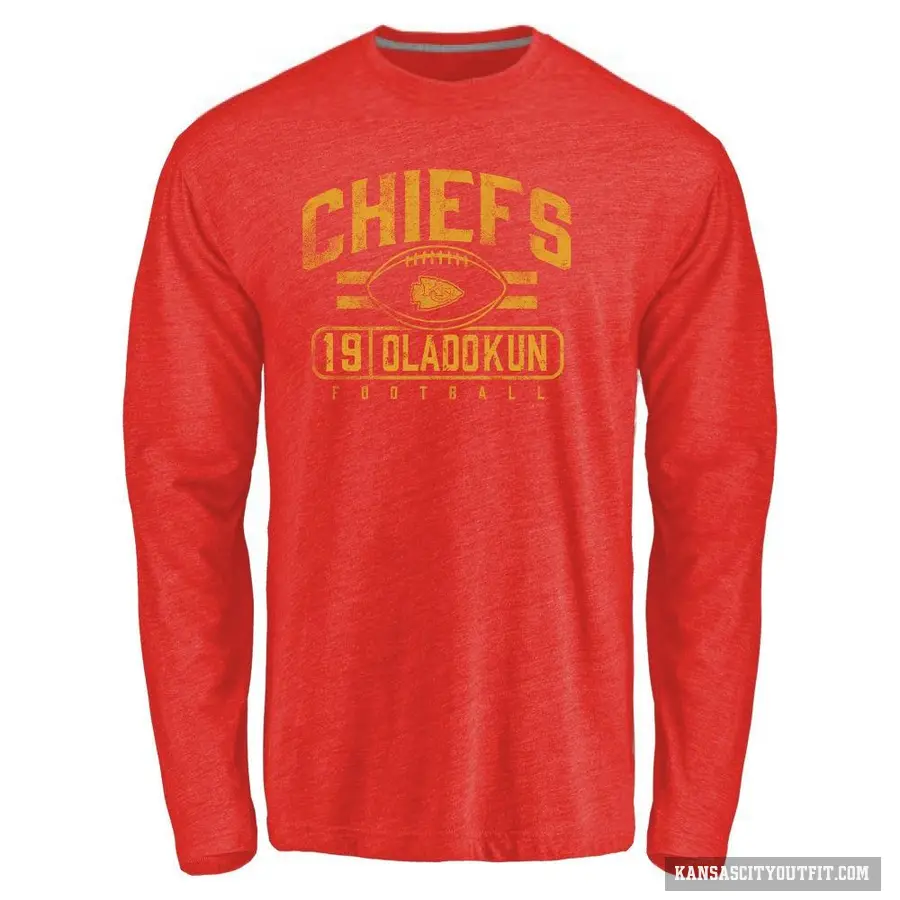 Youth ＃19 Chris Oladokun Kansas City Chiefs Red Flanker Long Sleeve T-Shirt