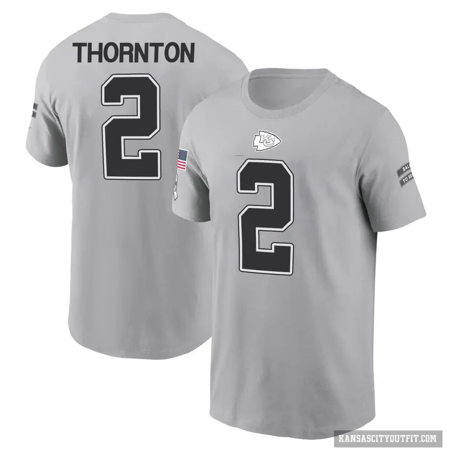 Youth ＃2 Tyquan Thornton Kansas City Chiefs Gray 2024 Salute to Service T-Shirt