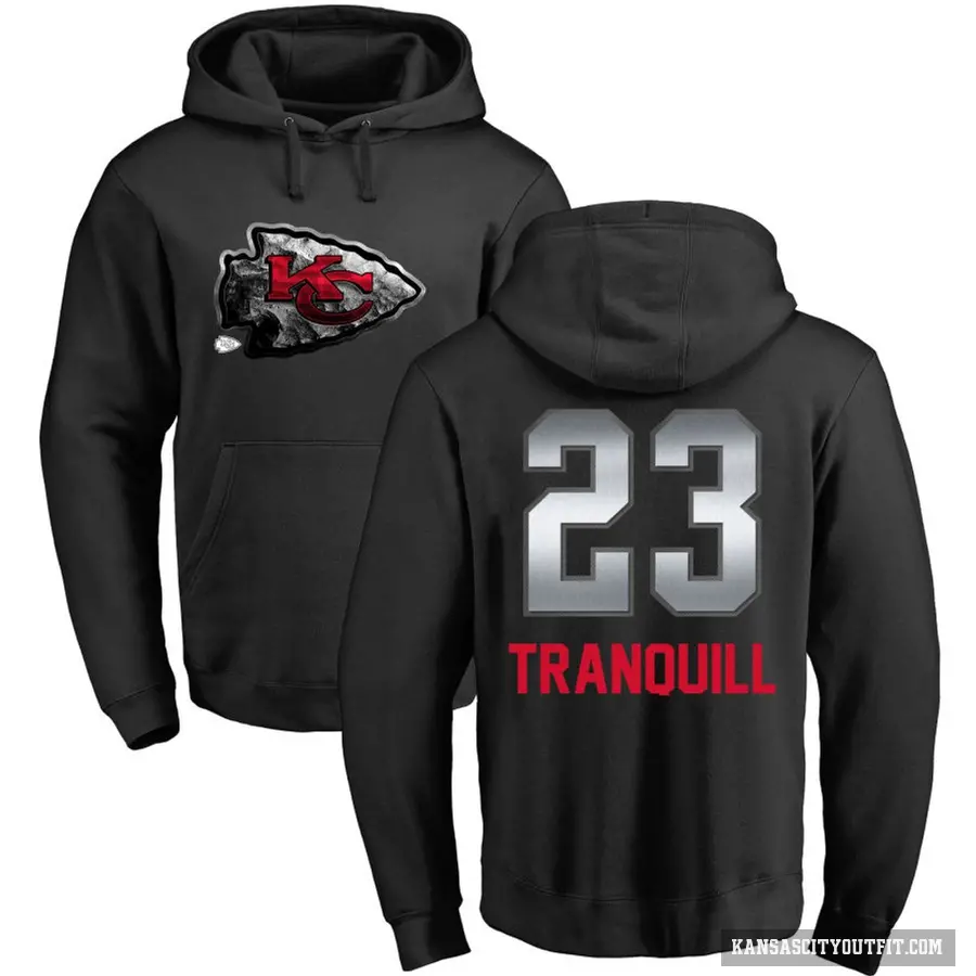 Youth ＃23 Drue Tranquill Kansas City Chiefs Black Midnight Mascot Pullover Hoodie
