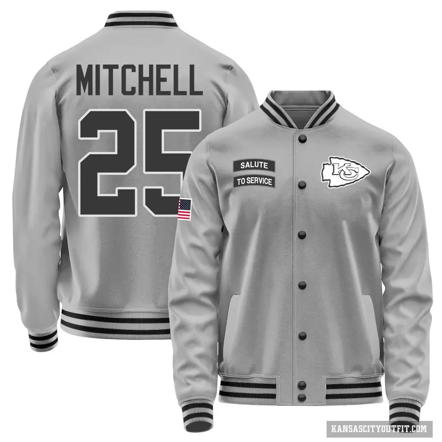 Youth ＃25 Elijah Mitchell Kansas City Chiefs Gray Salute to Service Performance Jacket