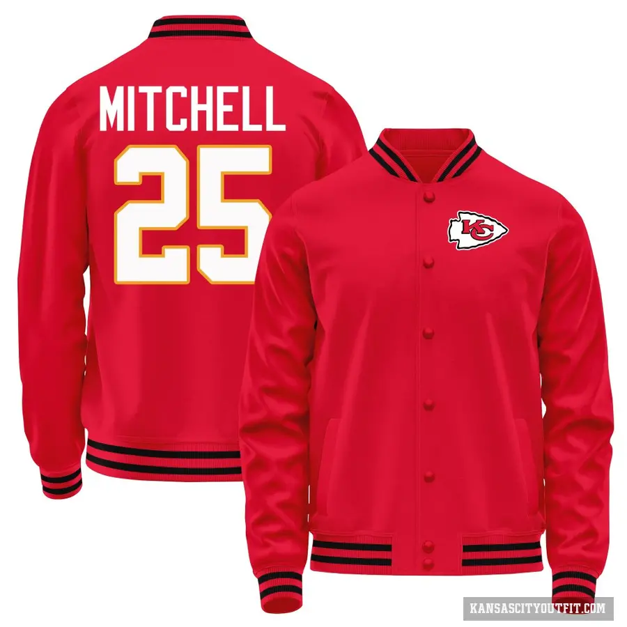 Youth ＃25 Elijah Mitchell Kansas City Chiefs Red Full-Snap Name & Number Jacket