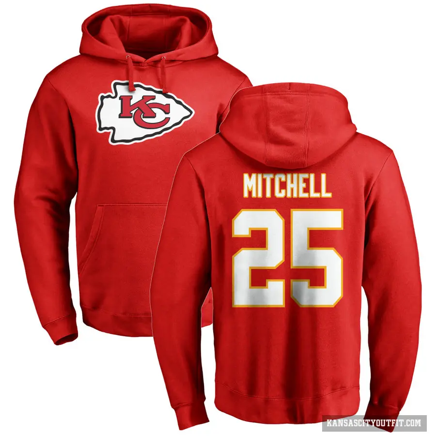 Youth ＃25 Elijah Mitchell Kansas City Chiefs Red Pro Line Logo Pullover Hoodie