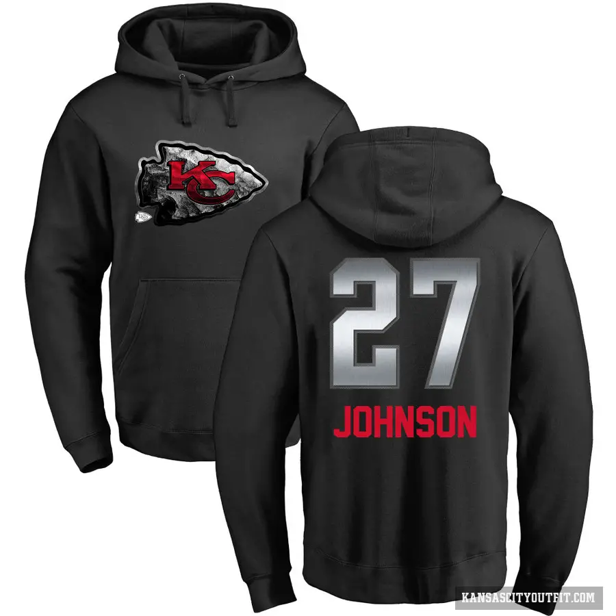 Youth ＃27 Larry Johnson Kansas City Chiefs Black Midnight Mascot Pullover Hoodie