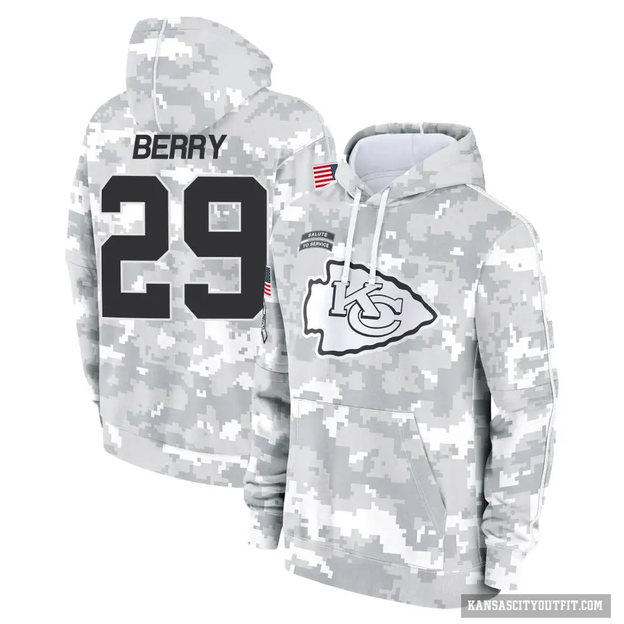 Youth ＃29 Eric Berry Kansas City Chiefs Arctic Camo 2024 Salute to Service Club Fleece Pullover Hoodie