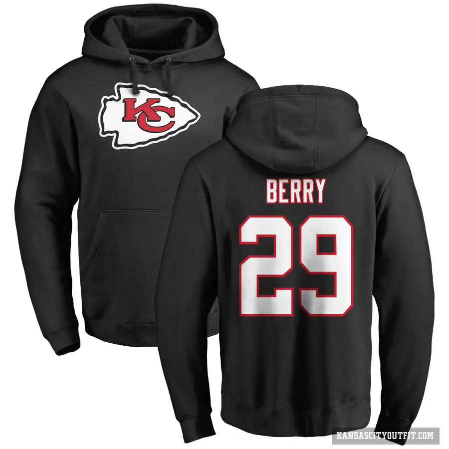 Youth ＃29 Eric Berry Kansas City Chiefs Black Pro Line Name & Number Logo Pullover Hoodie
