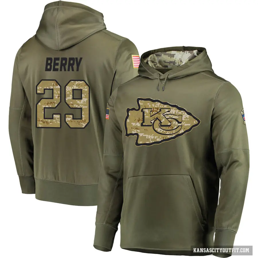 Youth ＃29 Eric Berry Kansas City Chiefs Olive Salute to Service Pullover Hoodie