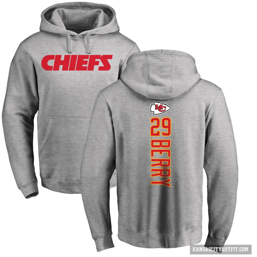 Youth ＃29 Eric Berry Kansas City Chiefs Pro Line Ash Backer Pullover Hoodie